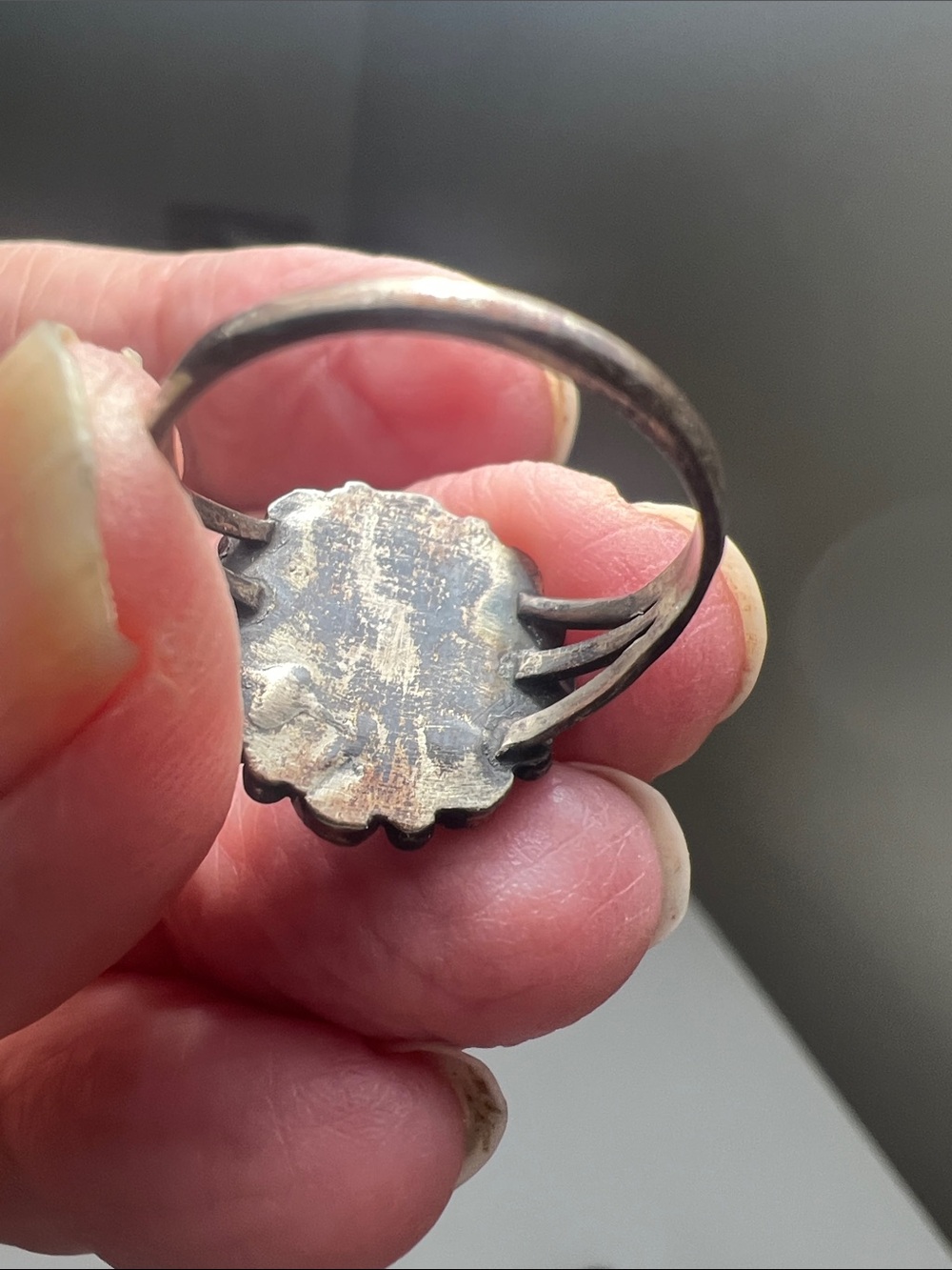Turquoise Cluster Floral Ring in Silver Tone - Heirloom - Picture 7 of 16